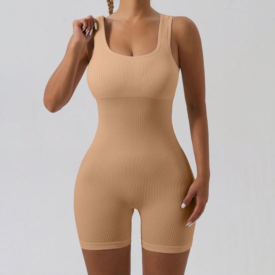 Ребристый боди для йоги со съемными накладками на грудь, бесшовный, высокоэластичный, компрессионный, подтягивающий живот, моделирующий талию, подтягивающий ягодицы, спортивная одежда для фитнеса