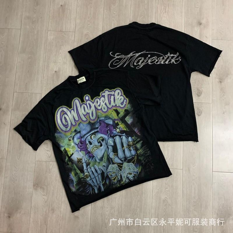 Mens Loose Fit Cotton Graphic Tee Streetwear Hip Hop Oversized Short Sleeve T-Shirt Teens