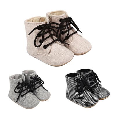 Детские нескользящие ботинки на плоской подошве для младенцев. Детские туфли для первых ходунков. Дизайн с боковой молнией.