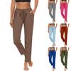 Women's High-waisted Solid Color Drawstring Lace-up Casual Pants Stretch Slim Long Comfortable Pocket Pants