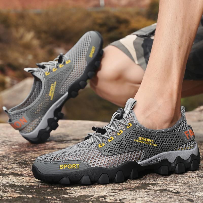Men Large Size Hollow Mesh Casual Shoes Breathable Walking Summer Sneakers Outdoor Travel Daily Comfort Footwear Lightweight