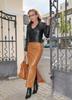 Women's Skirt Tan Handmade Lambskin Leather Pure Stylish Formal Party Skirt