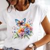 (Asian Size) Trend Cartoon Flower Cute Women Tee Top Clothing Casual Printing Short Sleeve T Shirt Fashion Printed Lady Female Graphic T-shirts