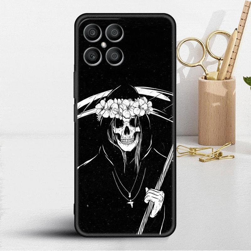 Ретро Чехол с Черепом и Бабочкой для Honor X8 X8a 90 X9a 8X 70 50 20 Magic5 Pro 9X P60 P50 Черный Мягкий Чехол для Телефона