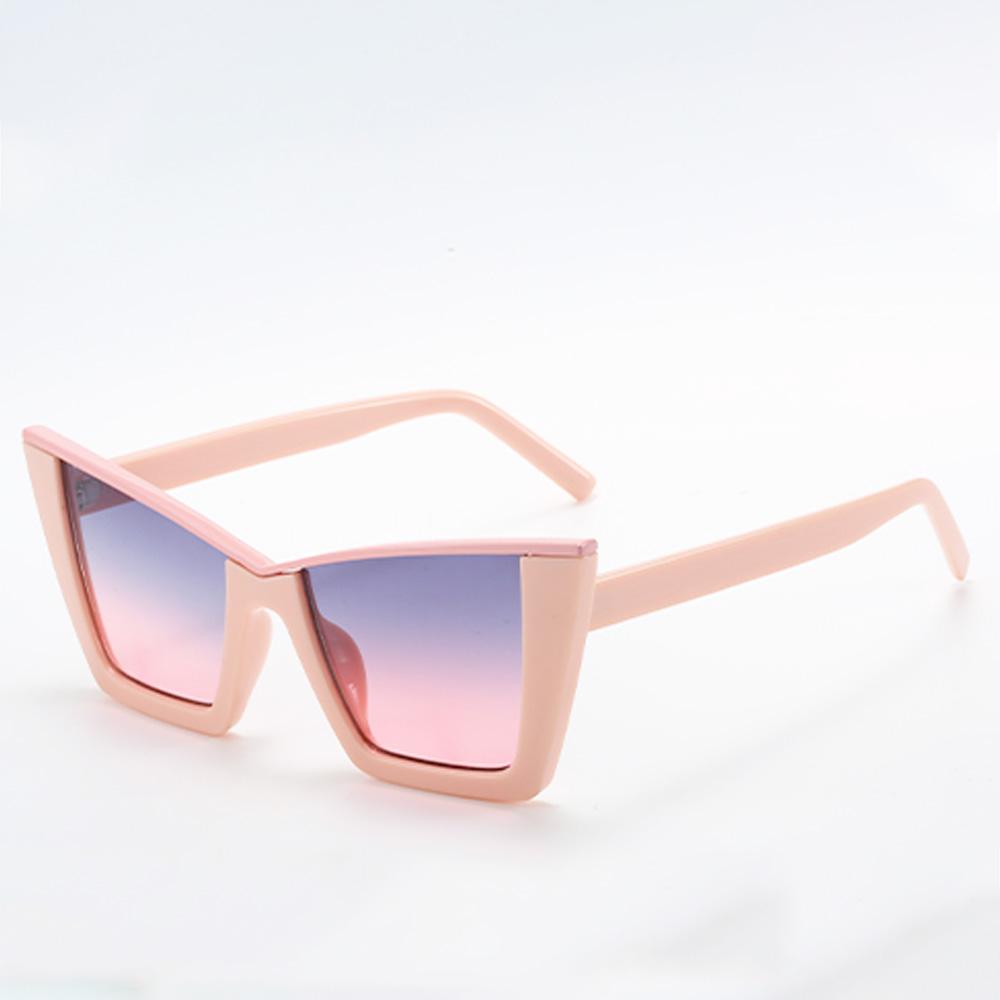 Vintage Large Size Cat Eye Shaped Fashionable Sunglasses For Women Square Shades Eyewear New Double Bridge Gradient Uv400 Sun