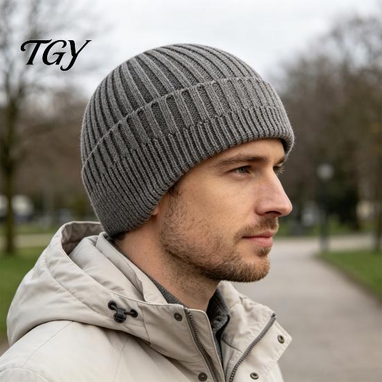 Stretchy Comfortable Fit Hat Winter Knitted with Ear Flaps for Men, Soft Fleece Lined Hat, Washable Knit Thermal Cap, Cold Weather Warm Outdoor