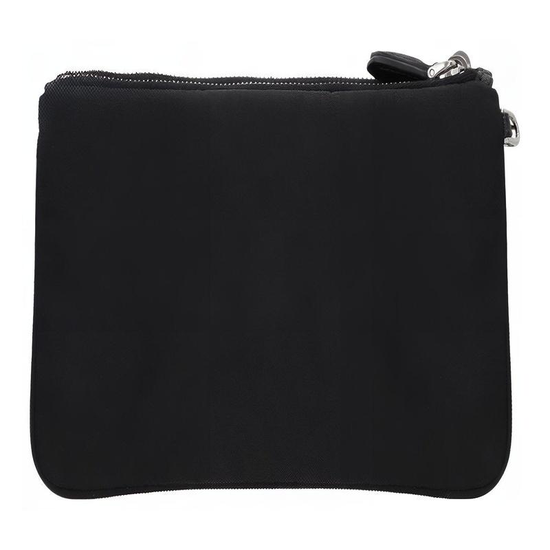 Prada Re-Nylon Metal Triangle Logo Zipper Closure Nylon Clutch Women's Black