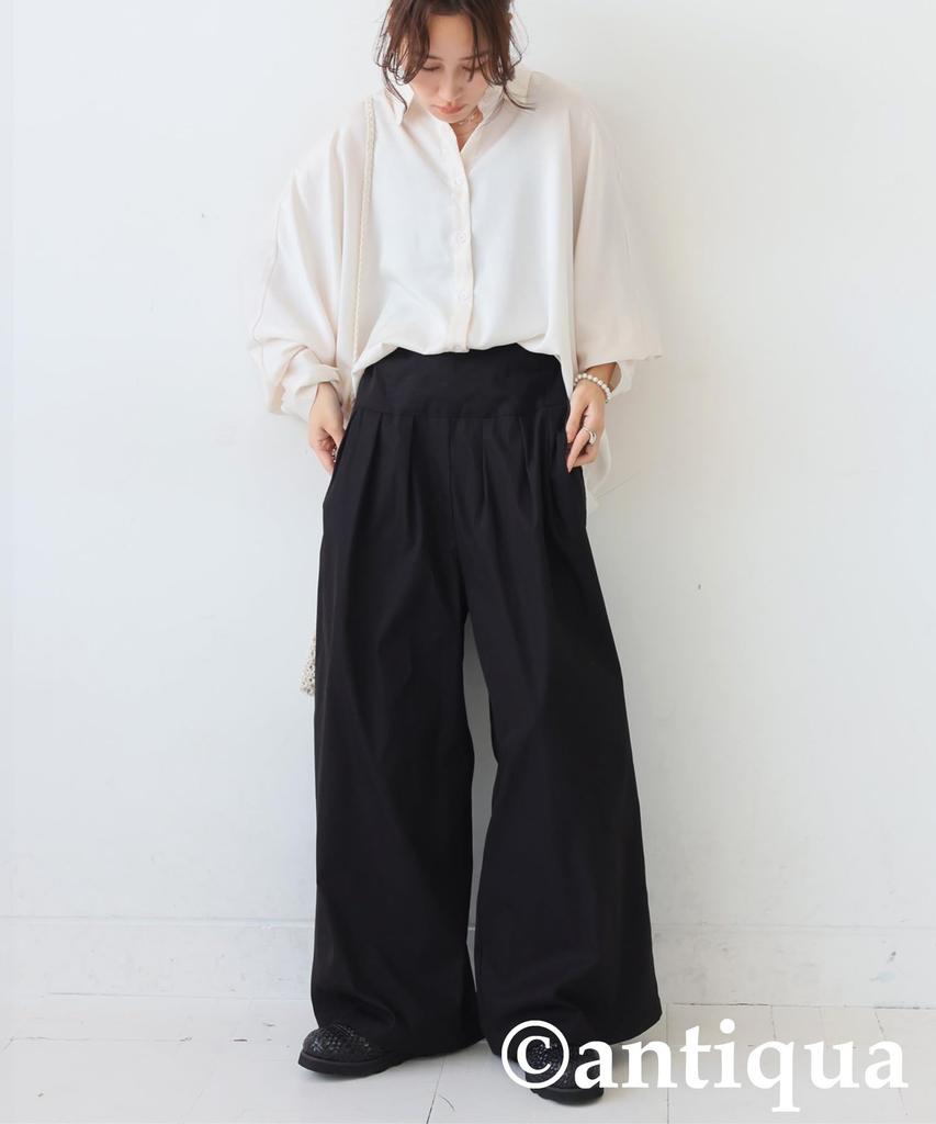 antiqua Tuck Wide One Size Black Women's Pants, PY-00797, 05,