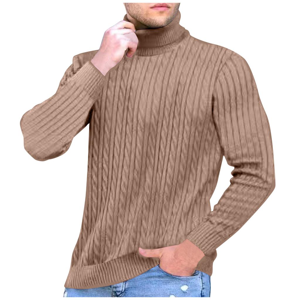 Мужской однотонный свитер с высоким воротником, мужской повседневный модный текстурированный пуловер, свитер для ношения под низ