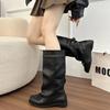 Fashion Designer Ballet Style Women Mid Calf Boots Fashion Belt Buckle Ladies Elegant Mordern Trouser Legs Booties