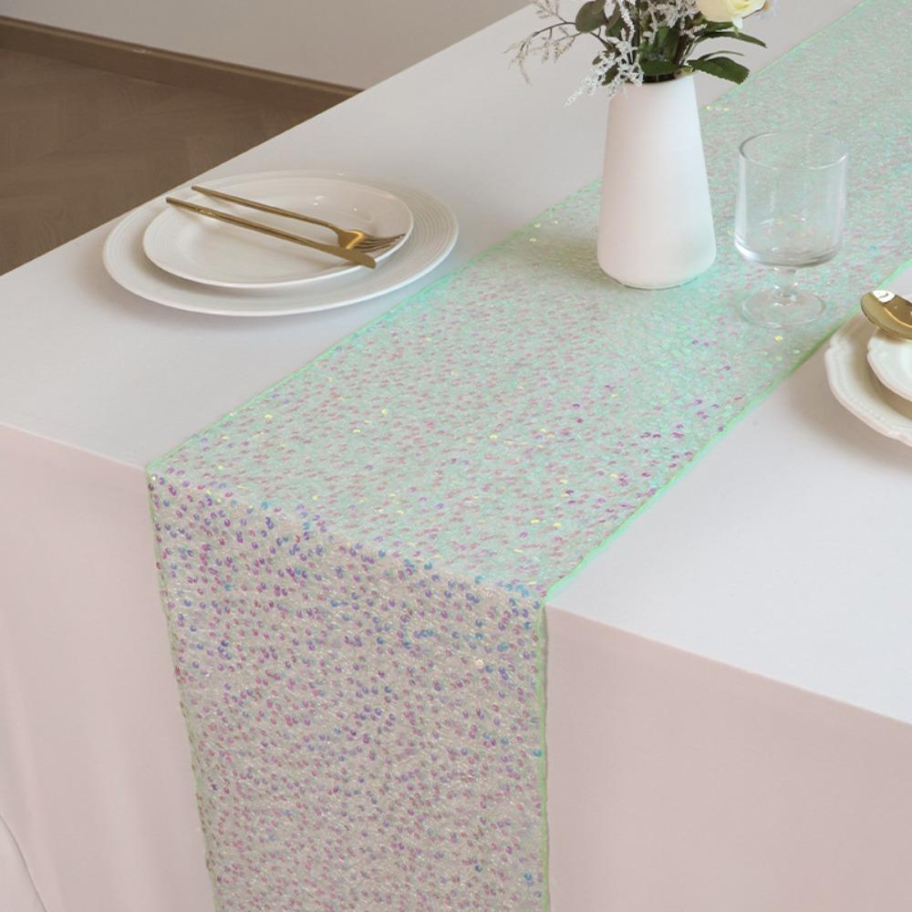 Glitter Mermaid Theme Table Runner Rectangular Table Cover Gorgeous Table Cloth  Wedding