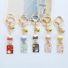 Small Bell Maneki Neko Pendant Cartoon Car Keyring Kawaii Ceramic Cat Keychain  Children Gifts