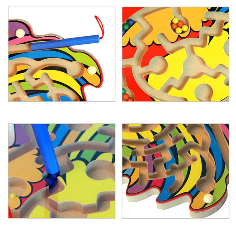Деревянные игрушки, шариковая катушка, магнитная ручка, лабиринт, трек, развитие детских интеллектуальных игрушек