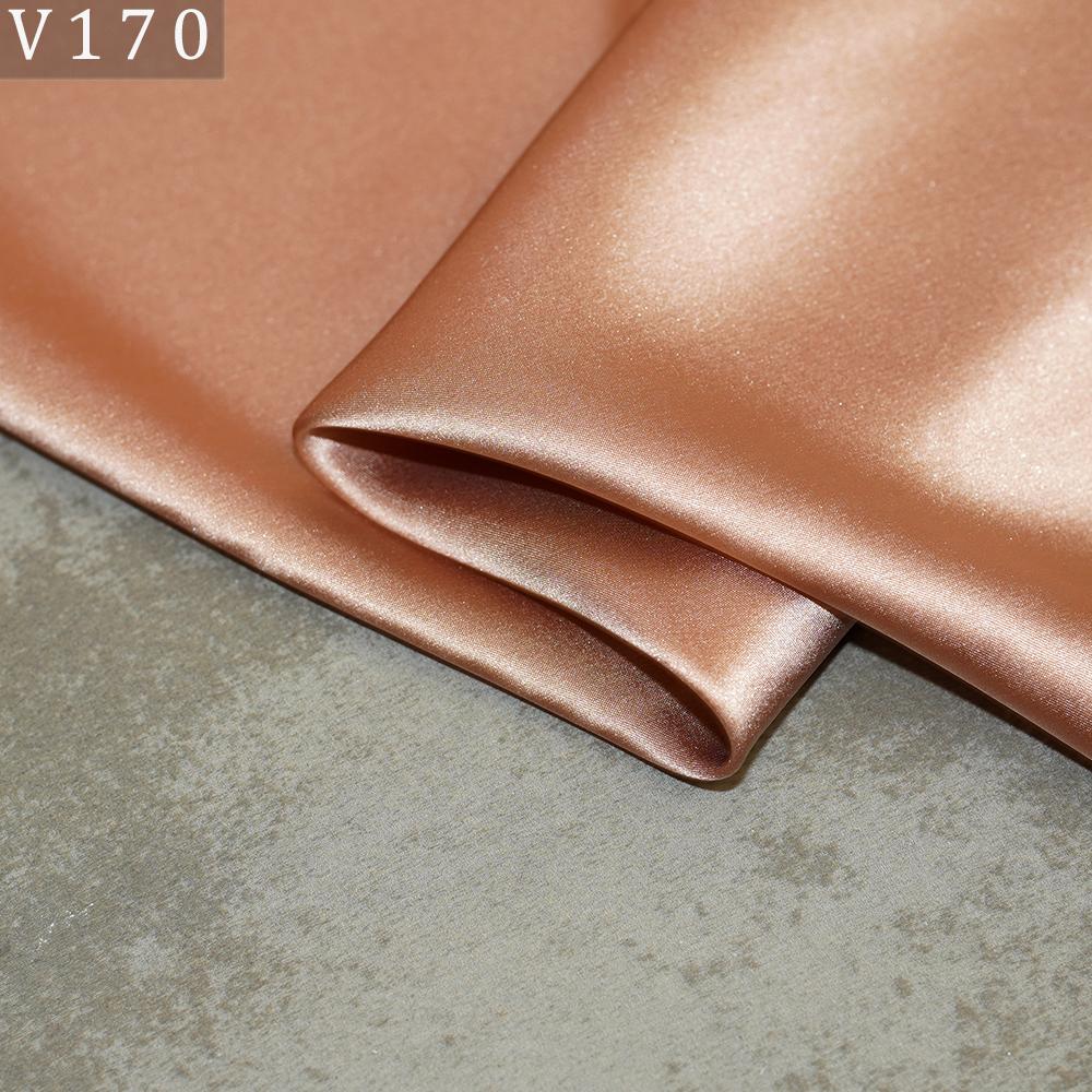 HYSK Natural Genuine Pure 100% Silk Crepe Satin Fabric Silk China Duchess Plain Brown by Meter for Dress Bedding Wedding