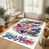 Dog Theme Crystal Velvet Rug Personalized Custom Name Text Soft Floor Mat Home Decor
