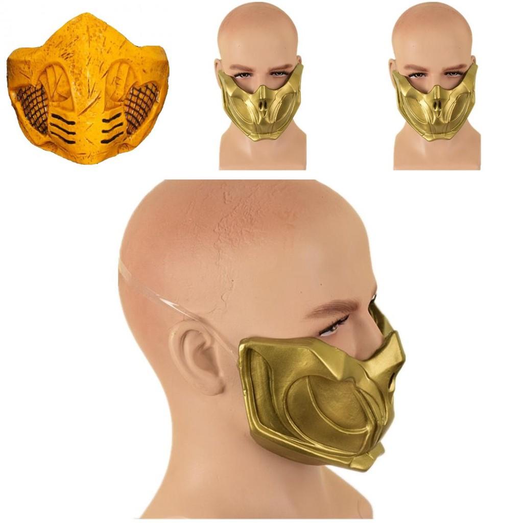 Новая латексная маска Скорпиона на пол-лица из Mortal Kombat 11 для костюма для косплея на Хэллоуин