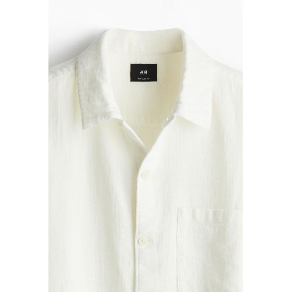 Текстурированная рубашка HM Regular Fit, белая
