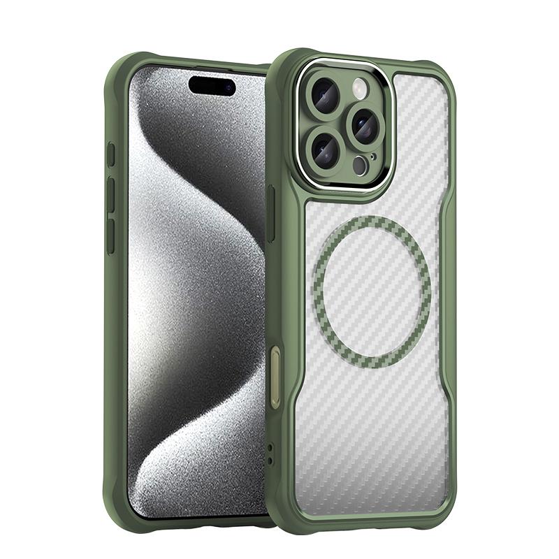 KEYSION Противоударный чехол MagSafe для iPhone 16 Pro Max 16 Plus 15 14 Pro Защита камеры Чехол для телефона с текстурой из углеродного волокна