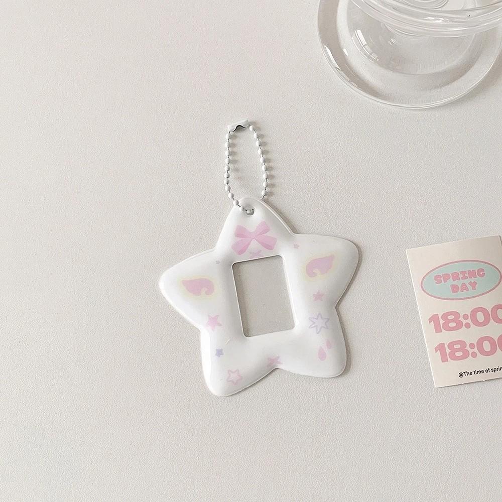 With Keychain Mini Photocard Holder Star Pendant Hanging Decoration Idol Card Display Protector Idol Photo Card Korean Ins Style
