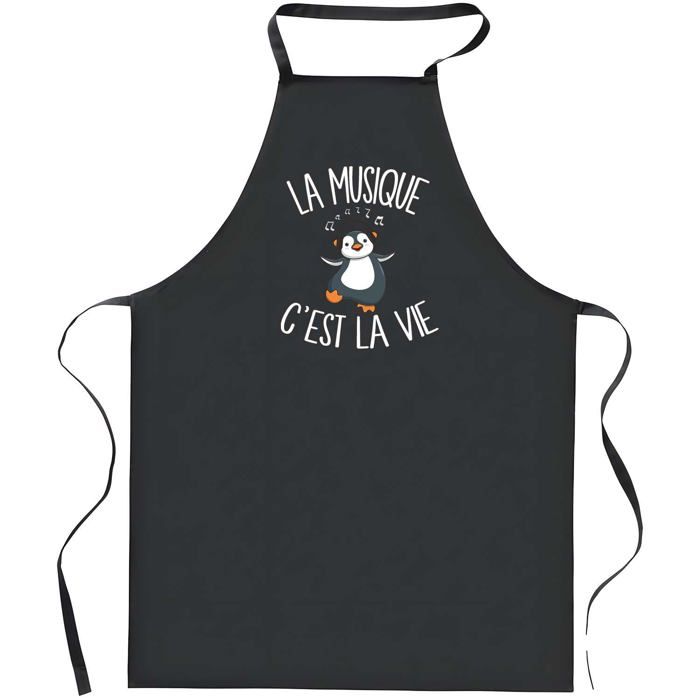 Tablier de cuisine - Musique C'est la Vie - Coton résistant - Impression DTG France - Liens ajustables
