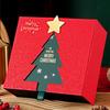 Christmas Gift Box Xmas Eve Red Gift Box with Tree Pattern Presents Wrapping Container for Holiday Decoration