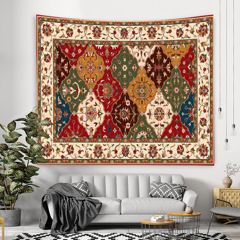 Customized Persian Ethnic Style Printed Tapestries Handmade Polyester Home Decorative Cloth Geometric Pattern Tapestry