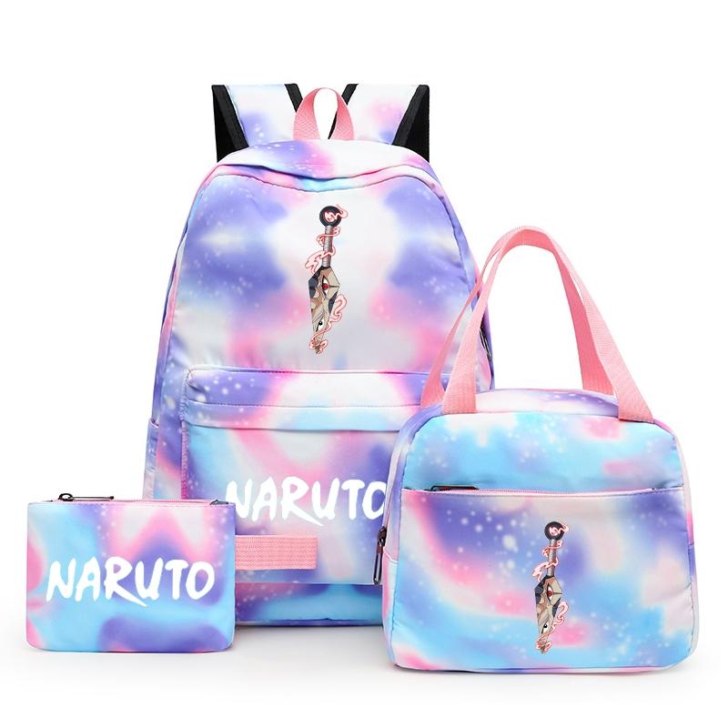3Pcs/set Anime Naruto Backpack Back To Schoobag with Lunch Bag for Teen Gir Boy Student Bookbag Men Women Leisure Travel Bag