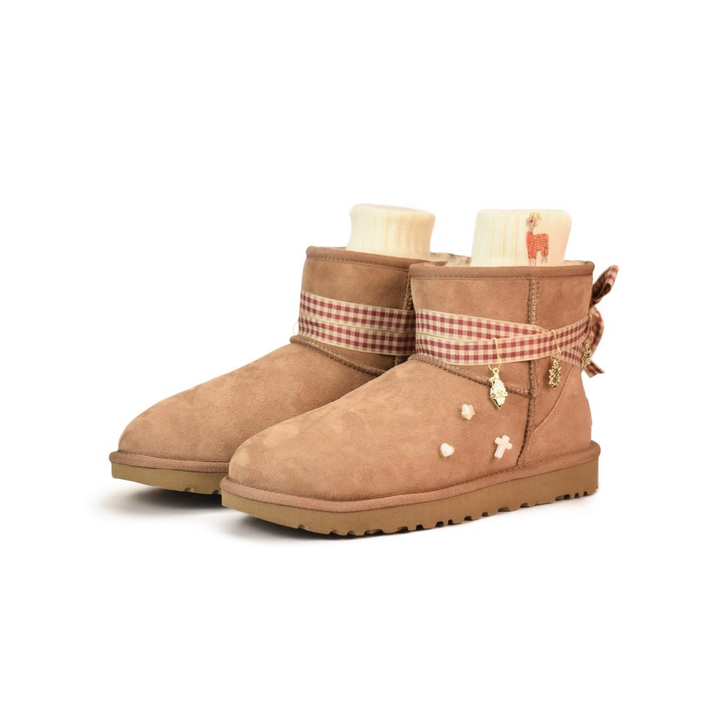 UGG CLASSIC MINI Короткие женские снежные ботинки из овчины Верблюжий 1016222-CHE(Команда462-)