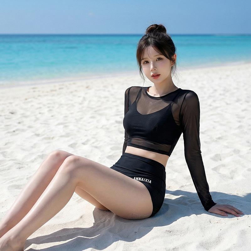 Swimsuit women's high-end three-piece set split sexy belly cover and thin Korean version long-sleeved sunscreen vacation hot spring swimsuit
