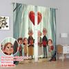 2Pcs,2D Plane Printing Window Curtain Boster Family Love Versatile Fabric (Without Rod) All Seasons Use For Living Room & Office