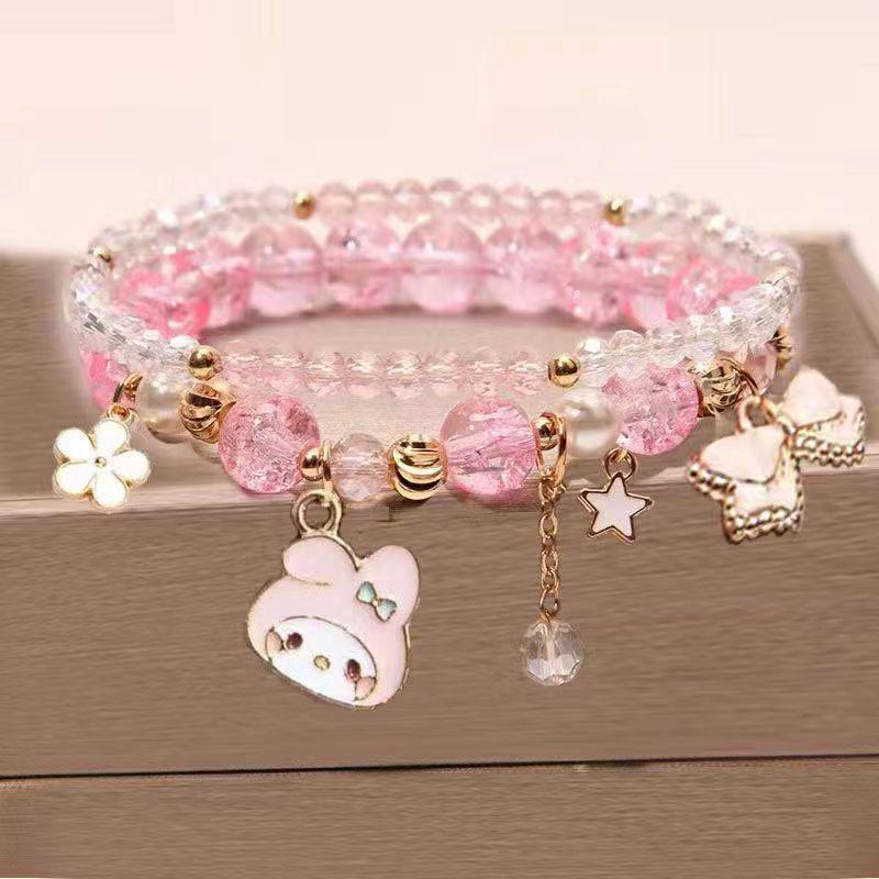 Children's Cartoon Crystal Beaded Bracelet - Cute Layered Jewelry for Girls & Best Friends