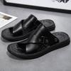 2024 Мужские мягкие тапочки, сандалии, шлепанцы, новые летние модные дышащие удобные нескользящие домашние тапочки повседневные мужские плоские туфли