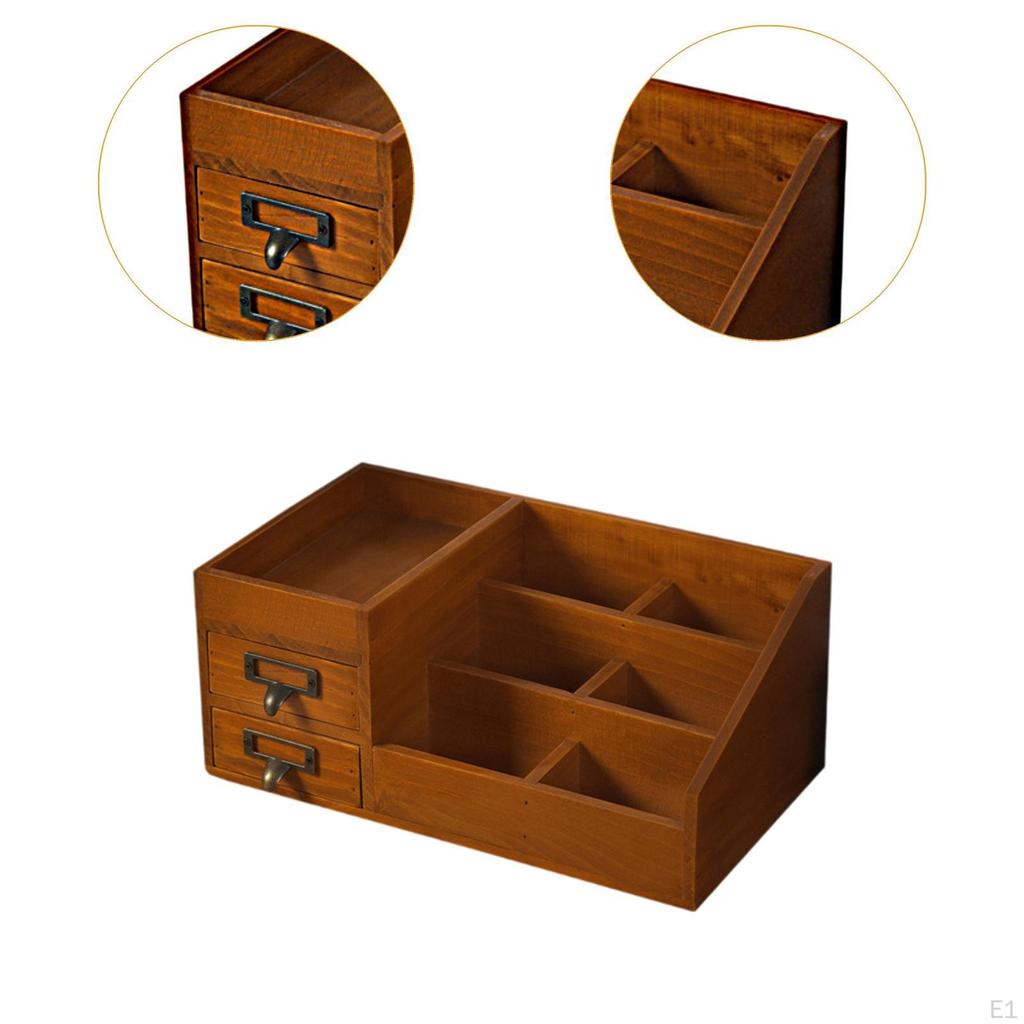 Настольный органайзер с ящиком для хранения косметики, деревянный ящик для экономии места на рабочем столе