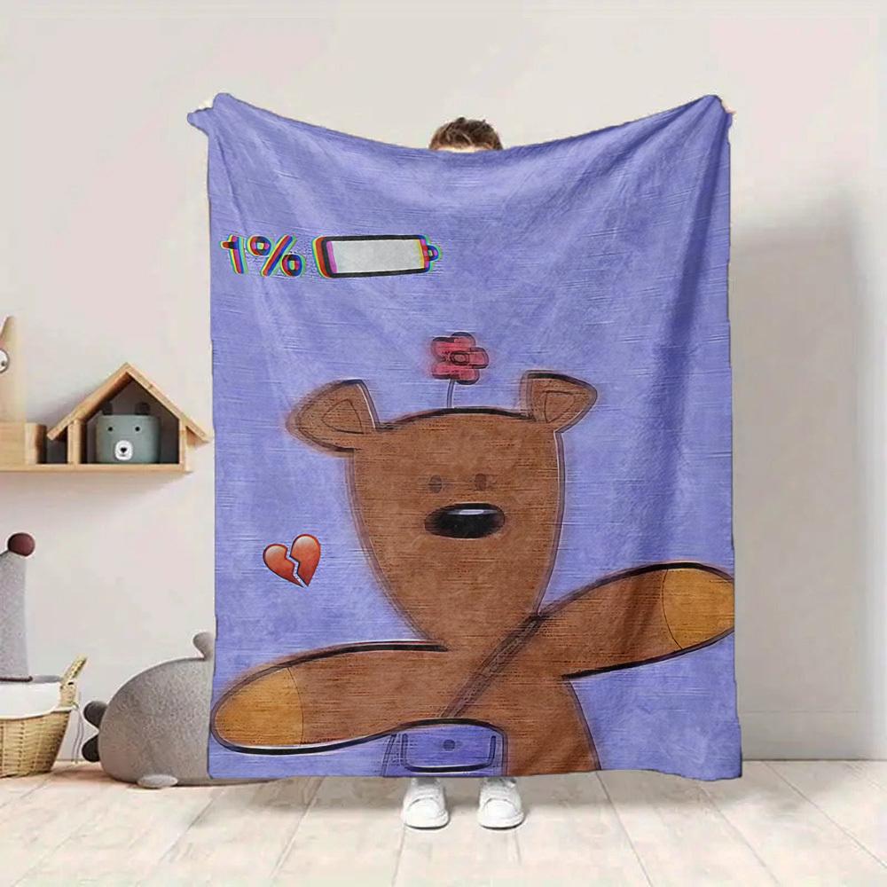 1 шт. г-н. Фланелевое одеяло Bean Bear с HD-печатью, легкое, мягкое, теплое, для всех сезонов, для дивана, кровати, путешествий, кемпинга, можно стирать в машине