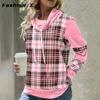 Осенний женский свитер Европа и США Женский клетчатый принт с длинными рукавами Высокий воротник Свободные повседневные топы