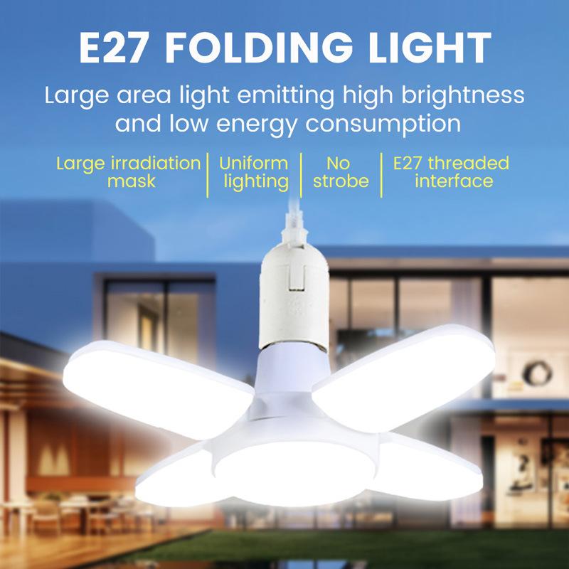 2024 LED Foldable Bulb with Fan Shape Blade Panels for Home Ceiling Light Folding Lamp