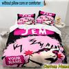 3pcs Custom Name Jem Anime Characters Bedding Set Includes 1 Duvet Cover & 2 Pillowcases for All Seasons Dormitory Home Decor Christmas gifts