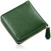 Goat Leather Genuine Round Skimming Prevention Women's Wallet, Bifold, Leather, Zipper, (Green)