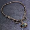 Natural Labradorite Gemstone Handmade Copper Wire Wrap Jewelry Necklace 18" R2r08