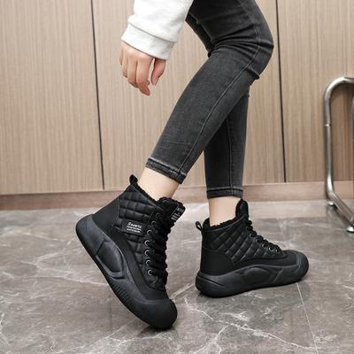 Женские осенне-зимние мягкие и утолщенные теплые низкие повседневные кроссовки на плоской подошве со шнуровкой