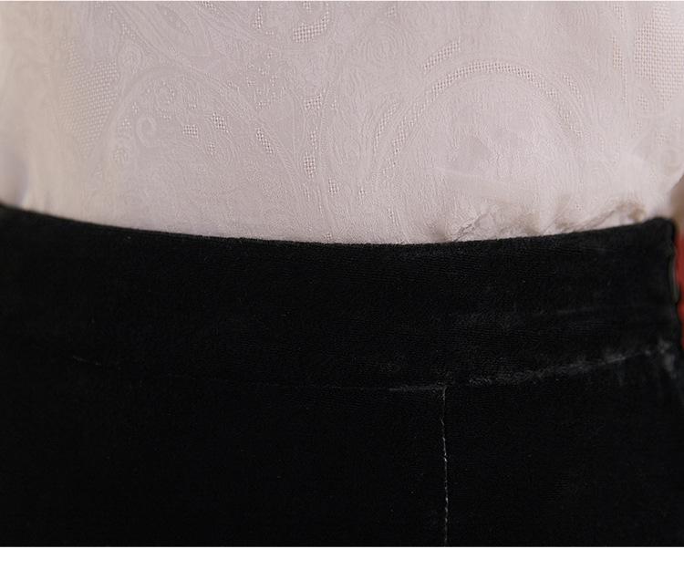 Женская юбка миди с разрезом из шелкового бархата с высокой талией - Французский шик, осенняя мода