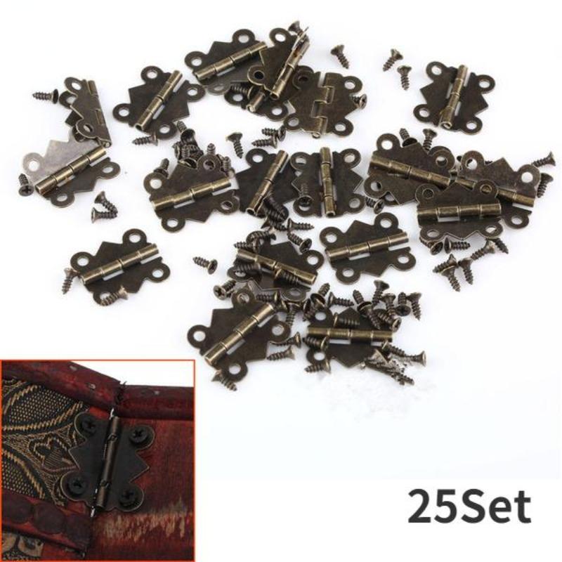 25 Комплектов 20*25 мм 4 Отверстия Бабочка Петли Античный Бронзовый Шкаф Ящик Шкатулка для Украшений Деревянная Коробка Винный Кейс Декор Мебель
