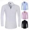 Men's Large Size Long Sleeve Classic Business Casual Solid Color Shirt for Autumn