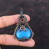 Кулон из бирюзы «Спящая красавица», обернутый медной проволокой, ювелирное изделие ручной работы, медный кулон, подарок на годовщину, обернутый проволокой, драгоценный камень