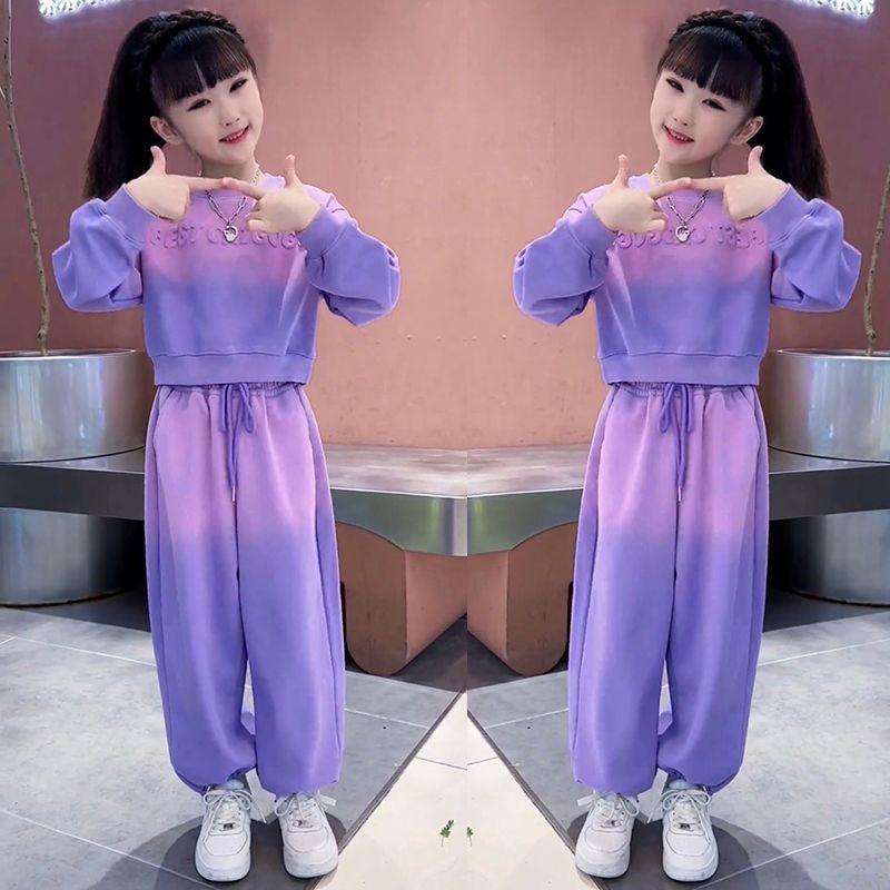 Осенние костюмы для девочек, корейская детская одежда, весенние и осенние спортивные свитера в западном стиле для девочек, костюм-двойка