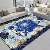 Carpet for Living Room European Classical Blue Flower Carpet Non-slip Bedroom Large Area Floor Mat Washable Cloakroom Lounge Rug