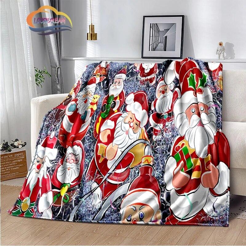 Christmas Series Flannel Cashmere Blanket Santa Pattern Comfortable Warm Sofa Bed Gift Blanket