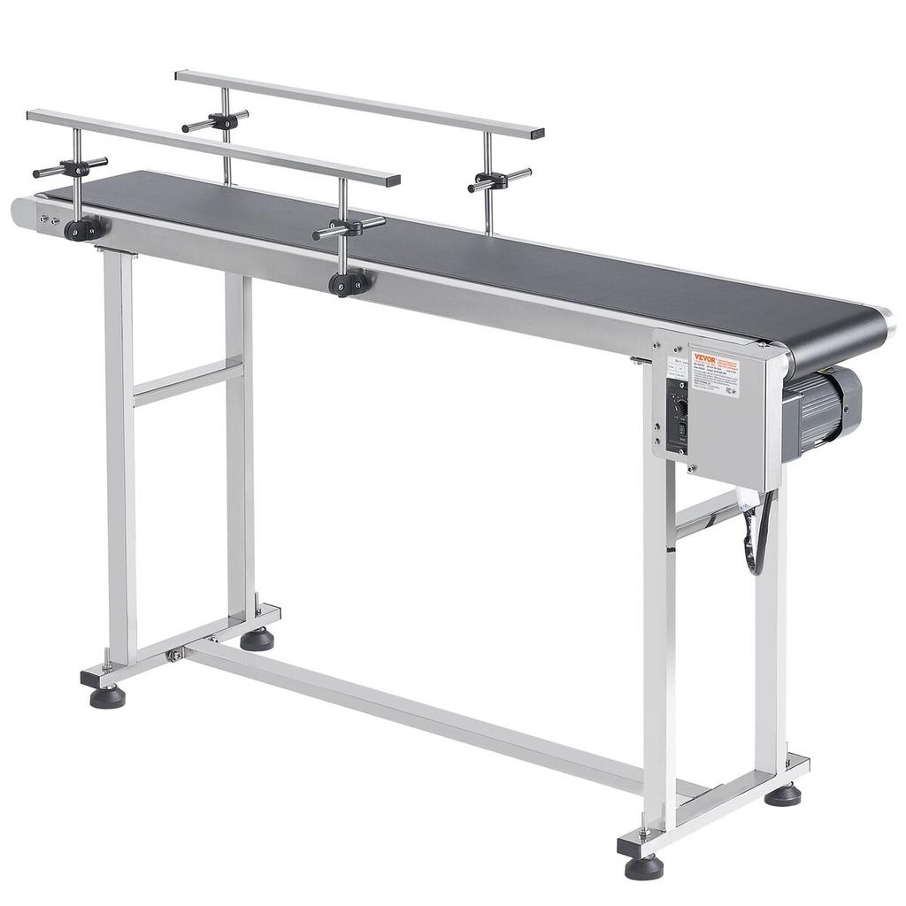 Belt Conveyor, 59 x 7.8 inch Conveyor Table, Heavy Duty Stainless Steel Motorized Belt Conveyor for Inkjet Coding Applications Powered PVC Belt