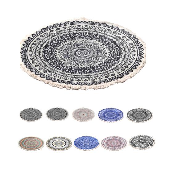 Круглый коврик с кисточкой из полиэстера, удобный напольный ковер для хранения для спальни