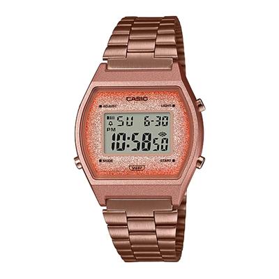 Часы Casio Vintage Series Digital Rose Gold Dial Uni Watch Rose x 35 x Chain - B640WCG-5DF (Д187), Золотистый цифровой дисплей, 38,9 9,9 мм,
